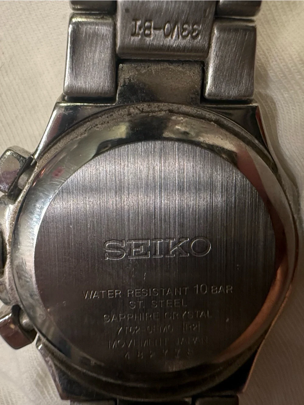 Seiko Coutura Silver Tone Mother-of-Pearl Dial Chronograph Watch